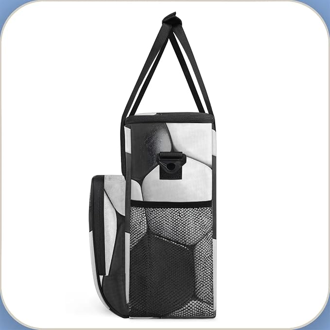 Black And White Soccer Coffee Maker Carring Bag, Large Insulated Storage - Image 4