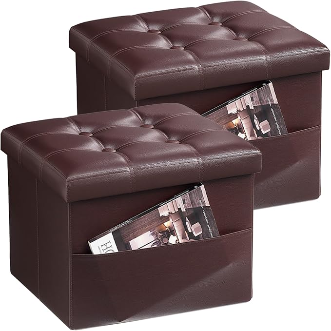 Bsketa Storage Ottoman Foot Rest Stool, Small Leather Storage Ottomans Bench by Bsketa
