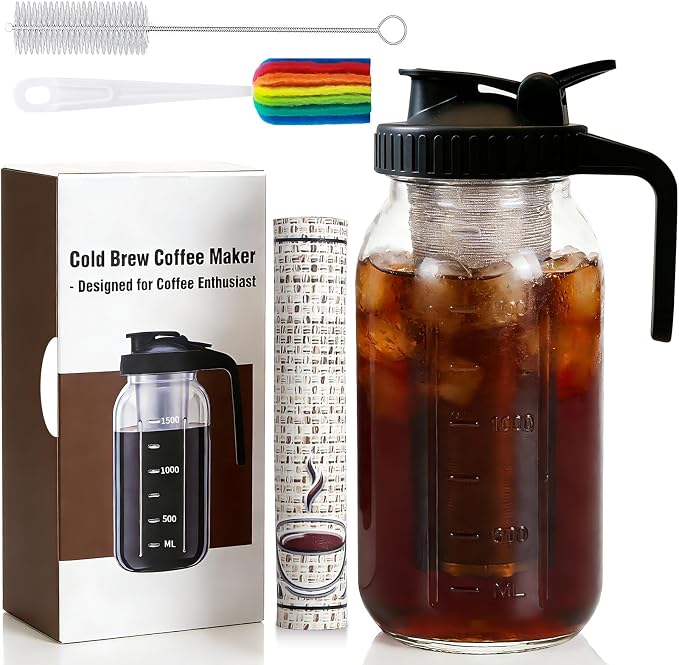 Cold Brew Coffee Maker, 64oz Cold Brew Pitcher by ComfortCraftedLiving