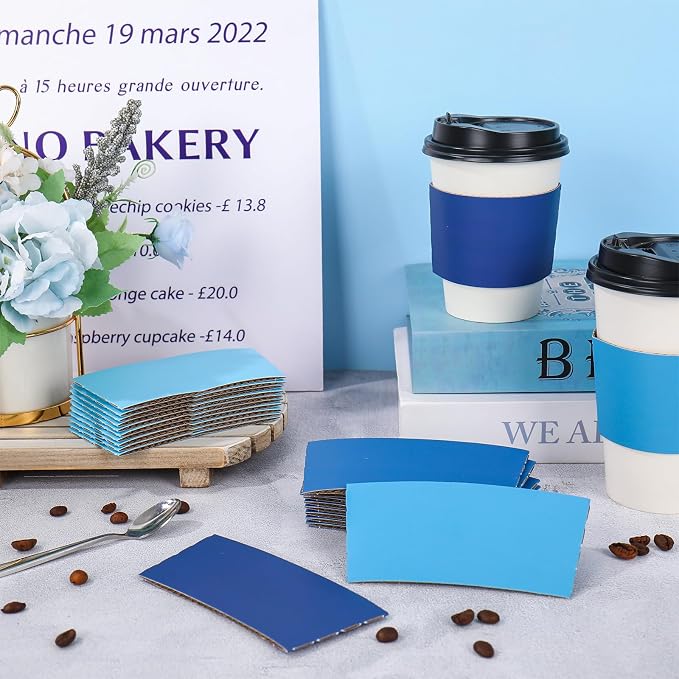 Whaline 100 Pcs Summer Dusty Blue Coffee Cup Sleeves 4 Gradient Blue Colors - Image 4