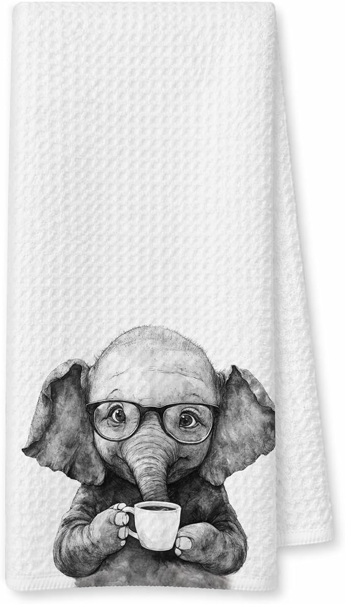 Funny Elephant Gift Kitchen Towel, Cute Calf by Unknown