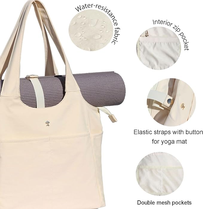 ESVAN Yoga Tote Bag Mat bag Women Shoulder Bags Carryall Tote - Image 3