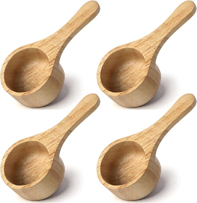 40ml 4 Pack Acacia Wood Coffee Scoops, Small Wooden Measuring Scoops by Unknown