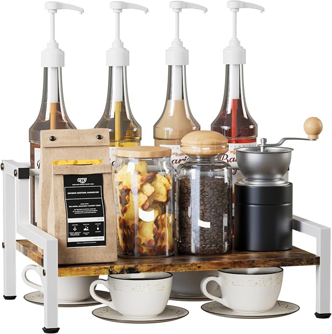 Coffee Syrup Rack Organizer for Countertop, 4 Syrup Bottles Holder Stand for by Artibear