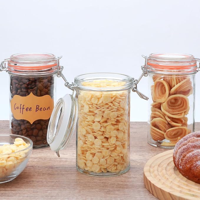 Flrolove 16 oz Glass Jars with Airtight Lid, Glass Storage Jars, Airtight Glass - Image 3