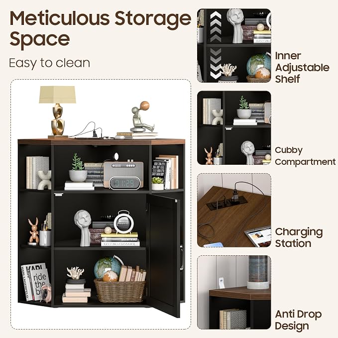 Vabches Corner Cabinet, Corner Storage Shelf - Image 5