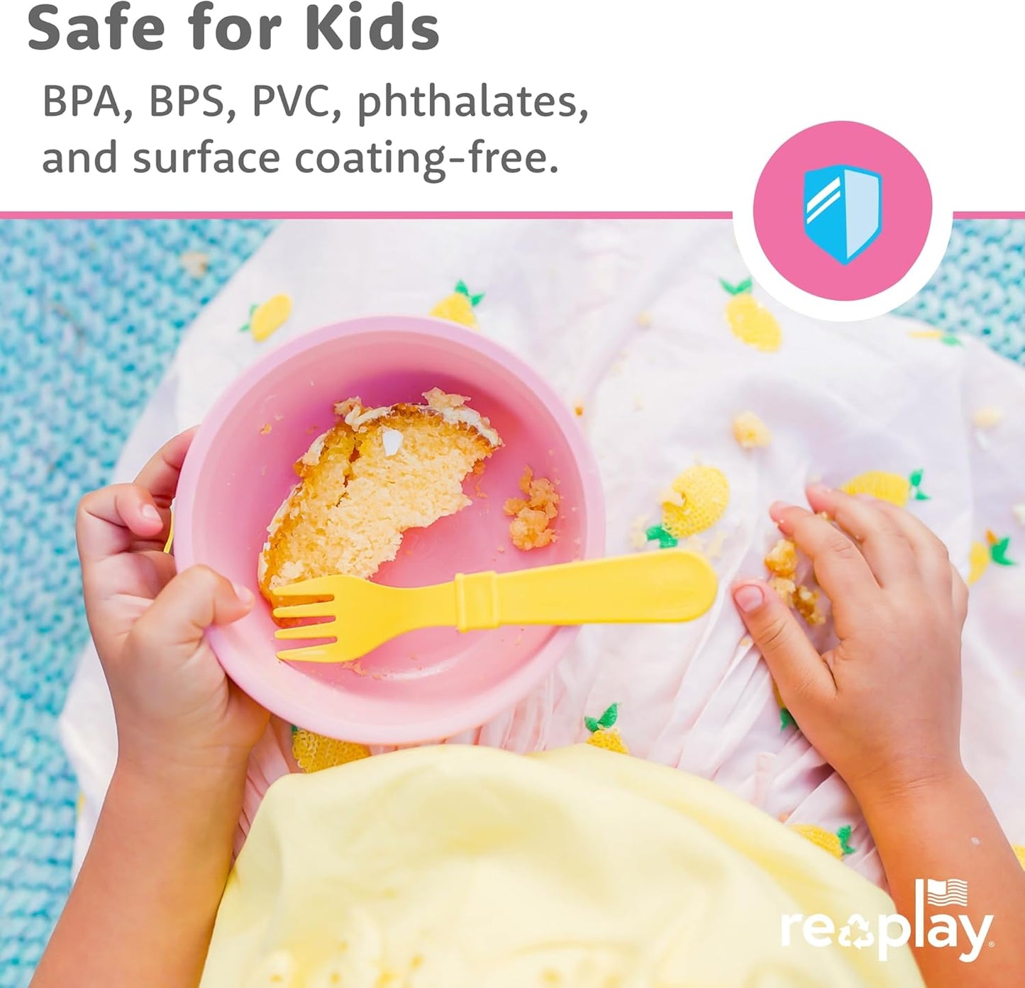 Re-Play 12 Oz. Toddler Bowls for Snack and Everyday Dining - Dishwasher and Microwave Safe - Made in USA - Set of 3-5.75" x 5.75" x 2" - Sea Glass