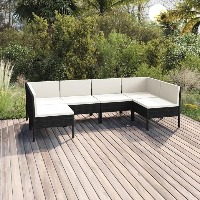6 Piece Patio Lounge Set, PE Rattan Outdoor Sectional Furniture - Image 2