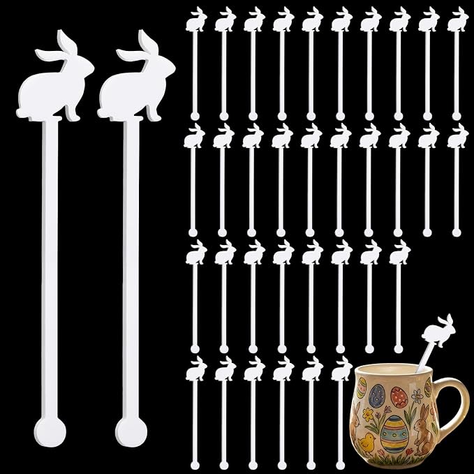 30 Pcs Easter Drink Stirrers Easter Stir Sticks Coffee Stirrers Acrylic Swizzle by Romooa
