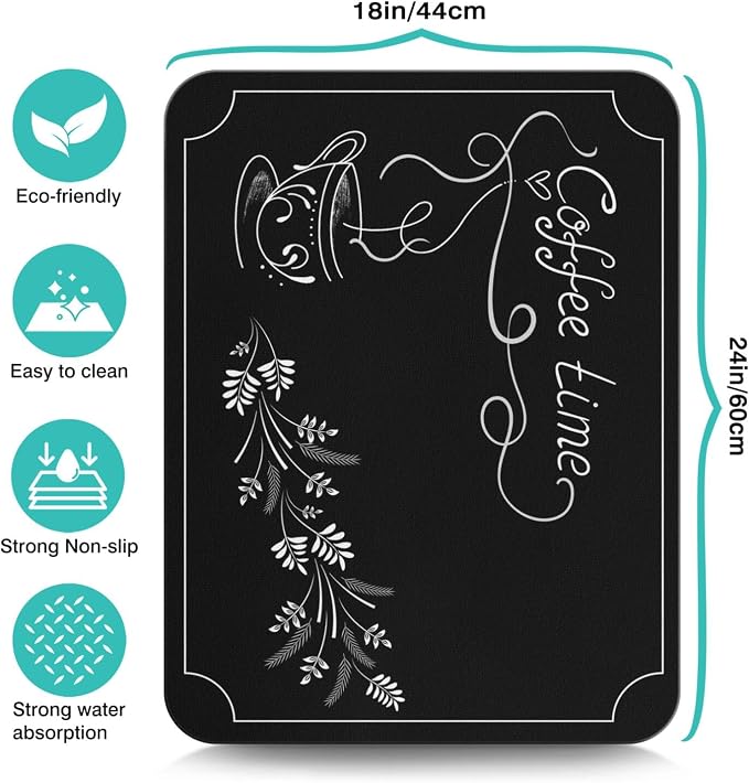 Flowers and Plants Absorbent Coffee Bar Mat - Image 5