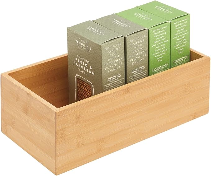mDesign Bamboo Wood Organizer Storage Bin Box - Image 7