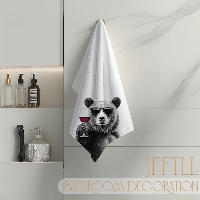 Funny Bear Wine Kitchen Towels, Bar Towel - Image 5