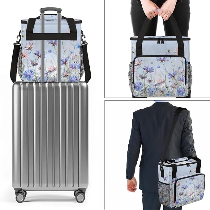 Daisy Floral Spring Coffee Maker Carring Bag, Large Insulated Storage Organizer - Image 7