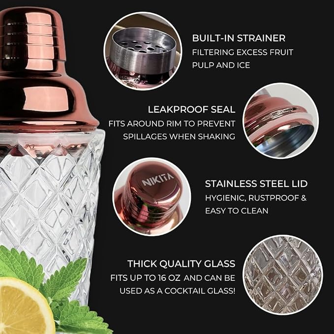 Nikita Cocktail Shaker, 5-Piece Martini Shaker & Bartender Kit - Image 4