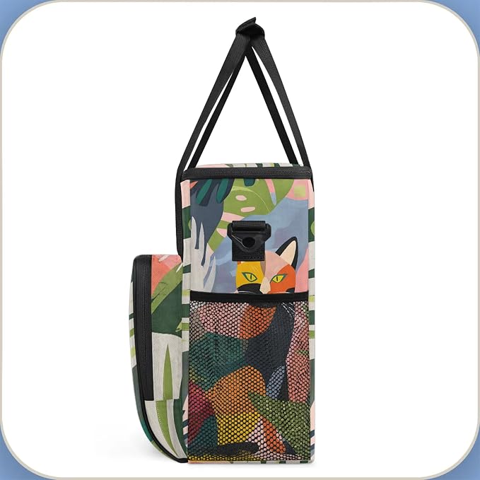 Cat Tropical Palm Leaves Coffee Maker Carring Bag, Large Insulated Storage - Image 4