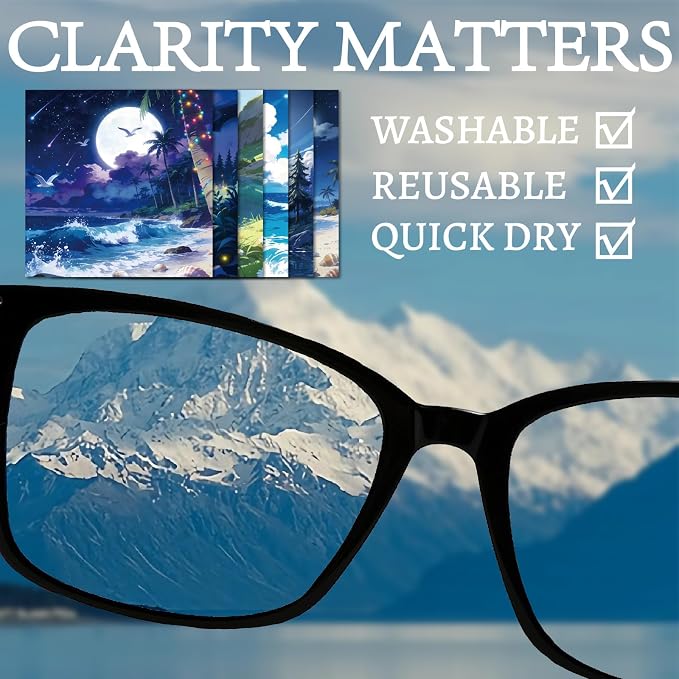 CREATCABIN 6Pcs Glasses Cleaning Cloth Scenery Microfiber Cleaning Cloths Suede - Image 4
