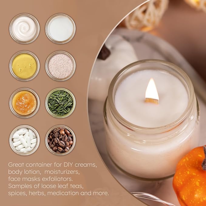 Glass Cosmetic Jars with Plastic Woodgrain Lids, 4 oz, 2 oz 1 oz Small Glass - Image 5