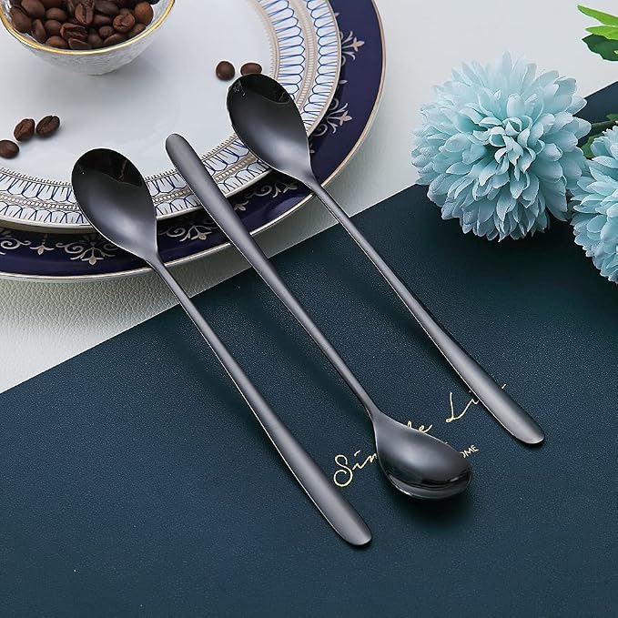 Black Long Handle Spoon, Coffee Stirrers, Premium Stainless Steel Coffee Spoons - Image 5