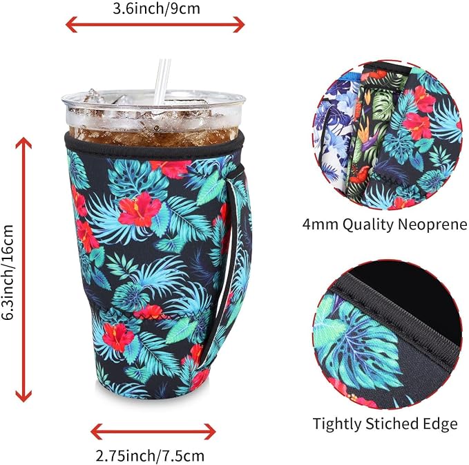 4Pack Reusable Iced Coffee Sleeve Insulator Sleeves - Image 2