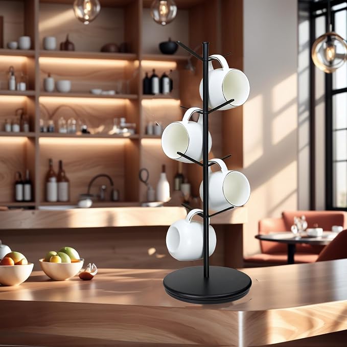 360° Rotating Mug Tree, Large 8 Hooks Upgraded Stable Metal Mug Holder - Image 3