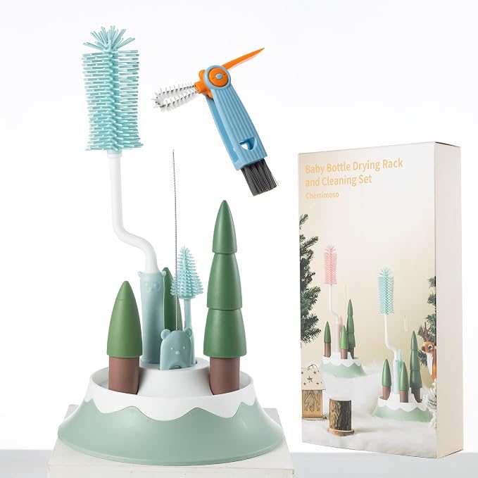 Chemimoso Baby Bottle Drying Rack and Cleaning Set, by Unknown