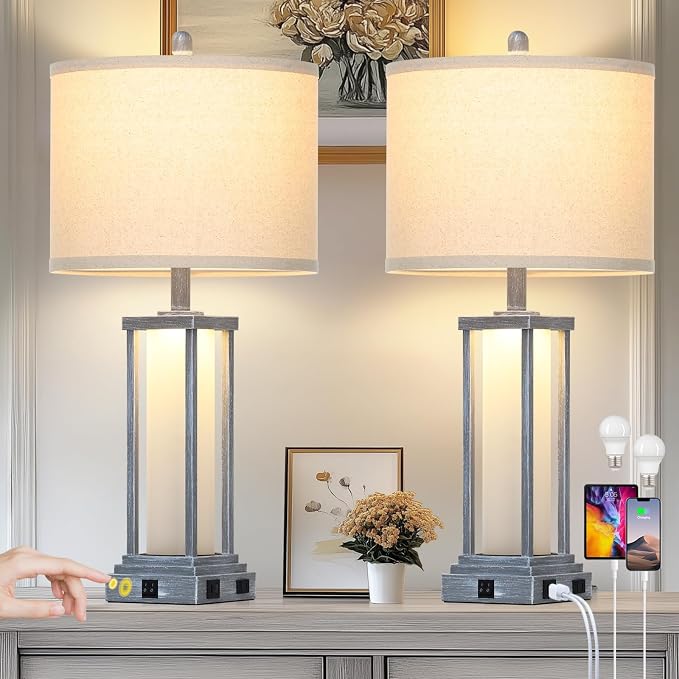 Cinkeda 27" Tall Vintage Table Lamp Set of 2 by Cinkeda