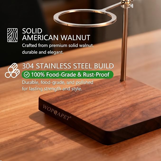 Pour Over Stand with North American Walnut Base & 360° Adjustable Coffee Filter - Image 4