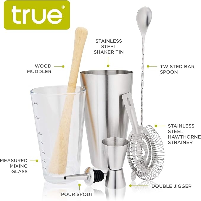 True 7-Piece Barware Set for Mixed Drinks and Cold Brew Cocktails, Includes - Image 3