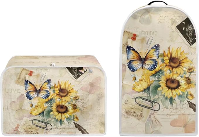 doginthehole 2 Slice Toaster Cover Vintage Sunflowers Newspaper Kitchen Small - Image 5