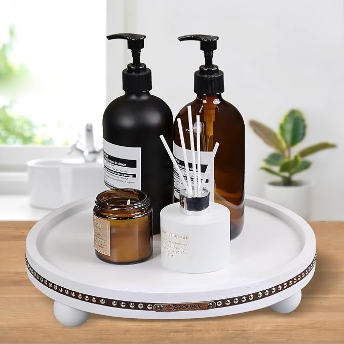 Farmhouse Decorative Round Tray, 11.81 Inch, Versatile Centerpiece Tray - Image 3