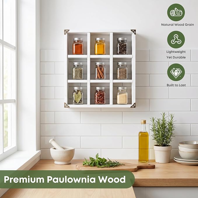 9 Slot Coffee Mug Display Rack - 17in Wall Mounted | Solid Wood - Image 4