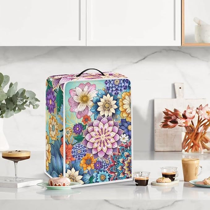 Mandala Flowers Coffee Maker Machine Dust Cover - Image 3