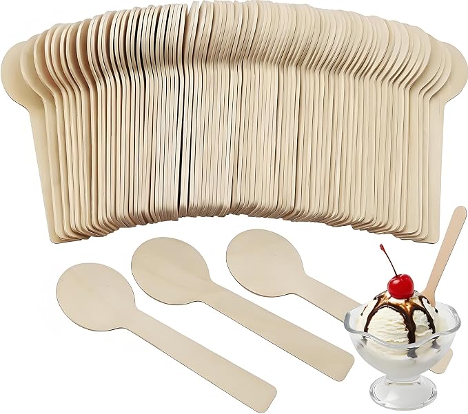 200 Pack Mini Wooden Spoons – Wooden Ice Cream & Dessert Spoons – Disposable by TangTea