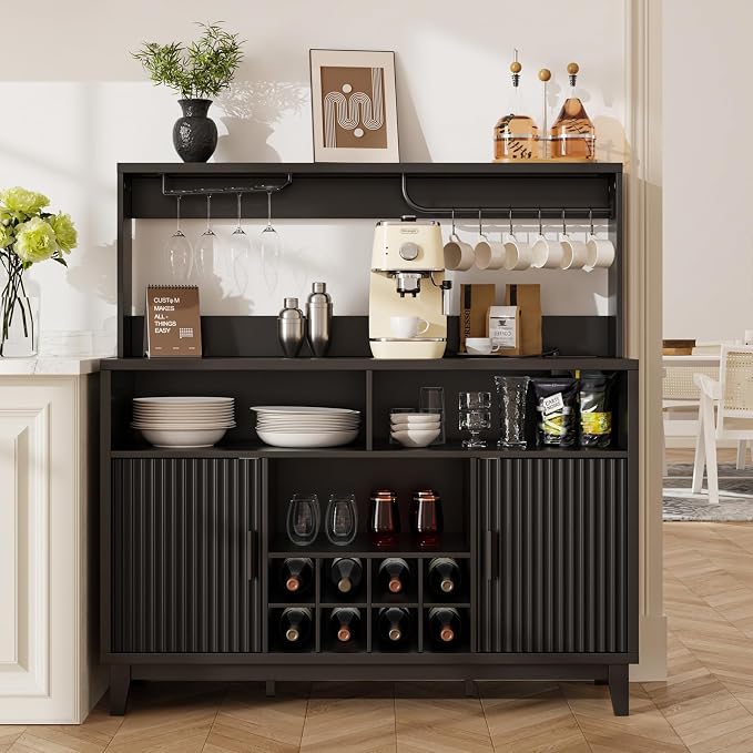Vabches Fluted Coffee Bar Cabinet by Vabches