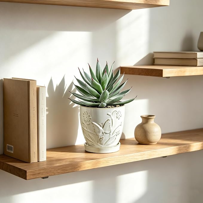 Briful Artificial Succulent Plant in White Ceramic Planter - Image 3