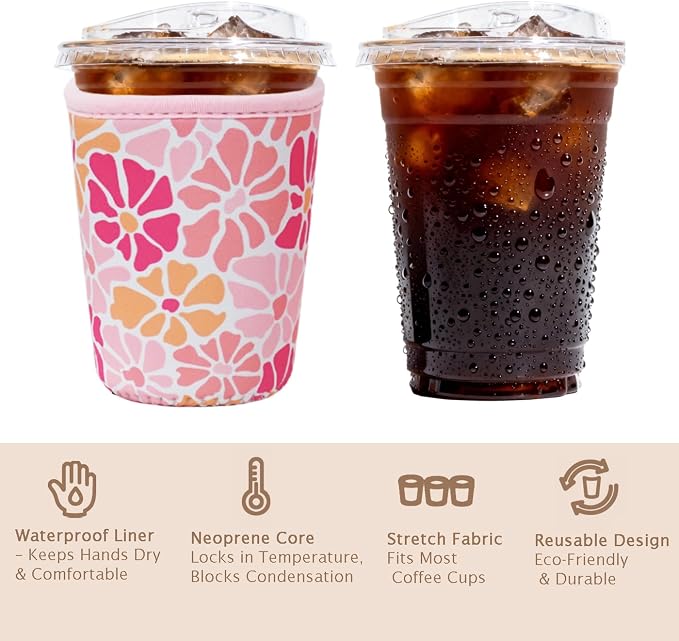 Reusable Insulated Sleeve for Iced Coffee Cup, Coffee Neoprene Sleeve for Cold - Image 6