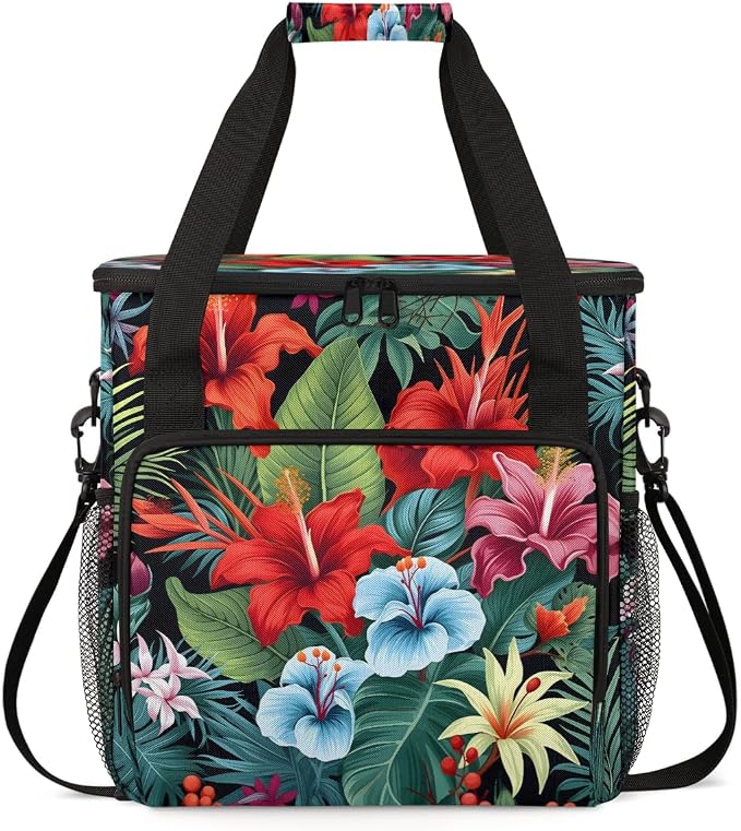 Tropical Palm Leaves Hibiscus Flowers Coffee Machine Bag Compatible by BICUUZHI