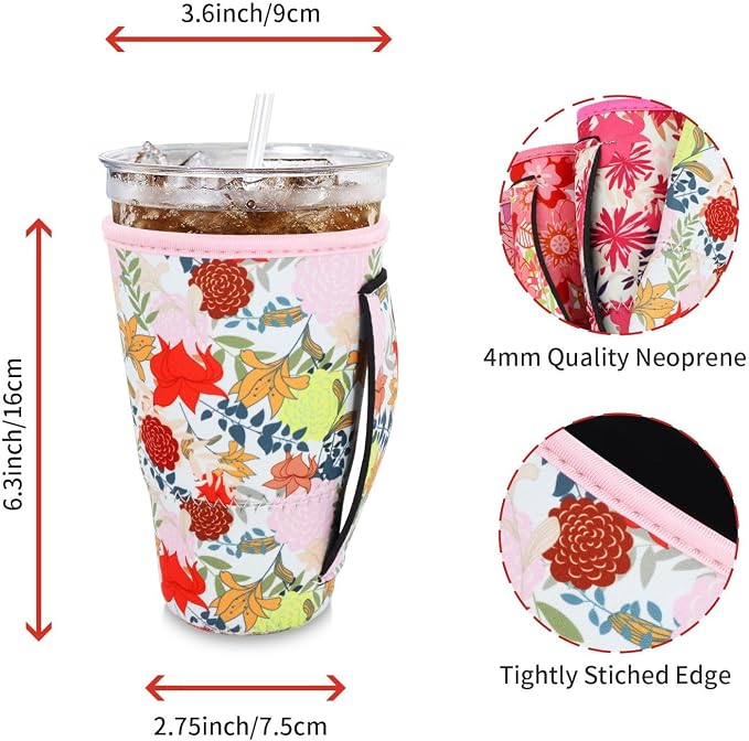 4Pack Reusable Iced Coffee Sleeve Insulator Sleeves - Image 2
