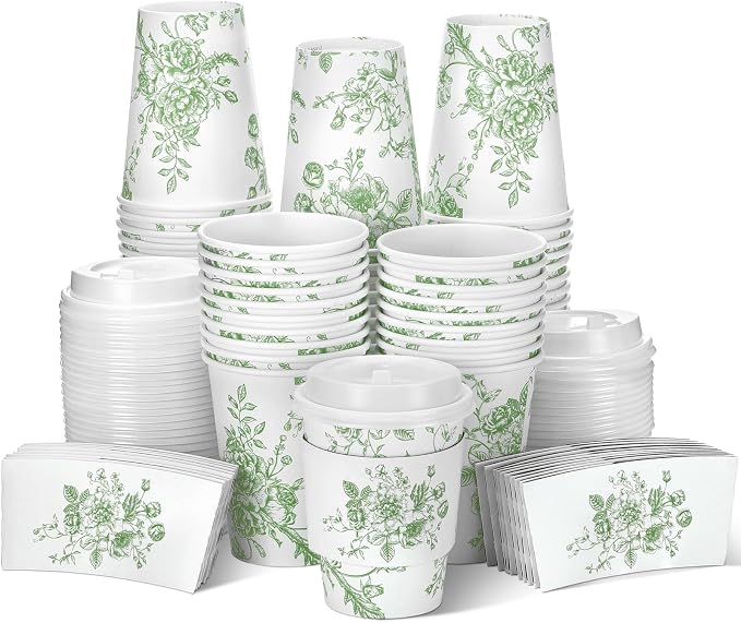 Vesici 60pcs 14oz Green Disposable Coffee Cups by Vesici