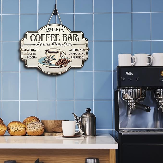 THUYPT Personalized Coffee Sign, Coffee Wooden Sign Plaque Wall Hanging Coffee - Image 5