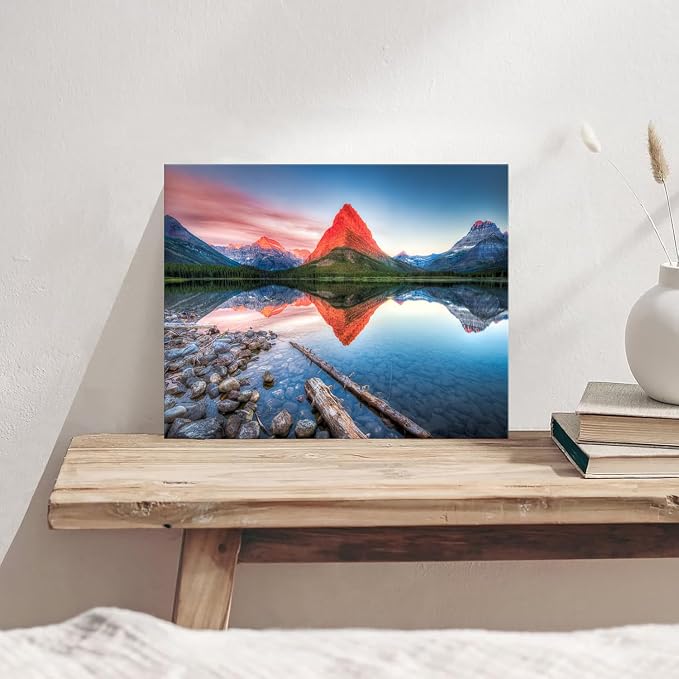 Glacier Mountain Wall Art Sunset Lake Reflection Landscape Canvas Wall Decor - Image 3