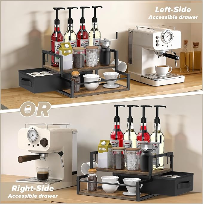 Coffee Syrup Organizer for Countertop, 2-Tier Coffee Bar Organizer - Image 2