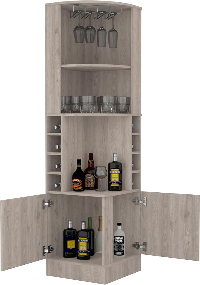Tuhome Syrah Corner Bar Cabinet, Tall 71.1" Liquor Cabinet by TUHOME