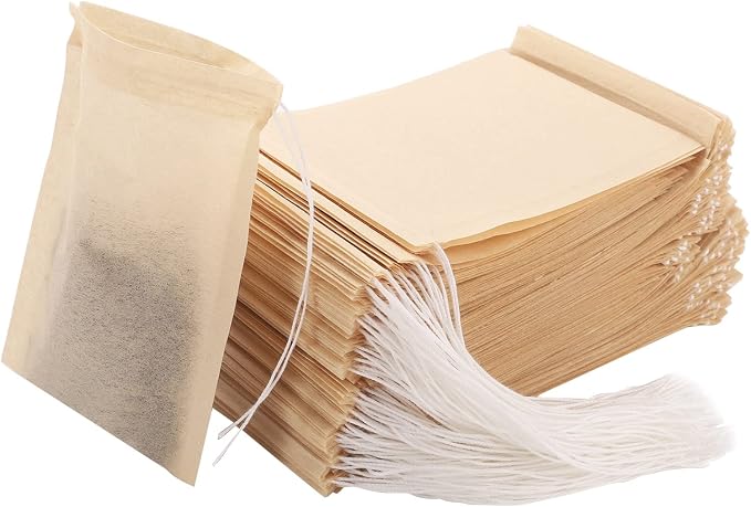 Empty Tea Bags - 300 Pcs Disposable Drawstring Unbleached Filter Bags by SUMAJU