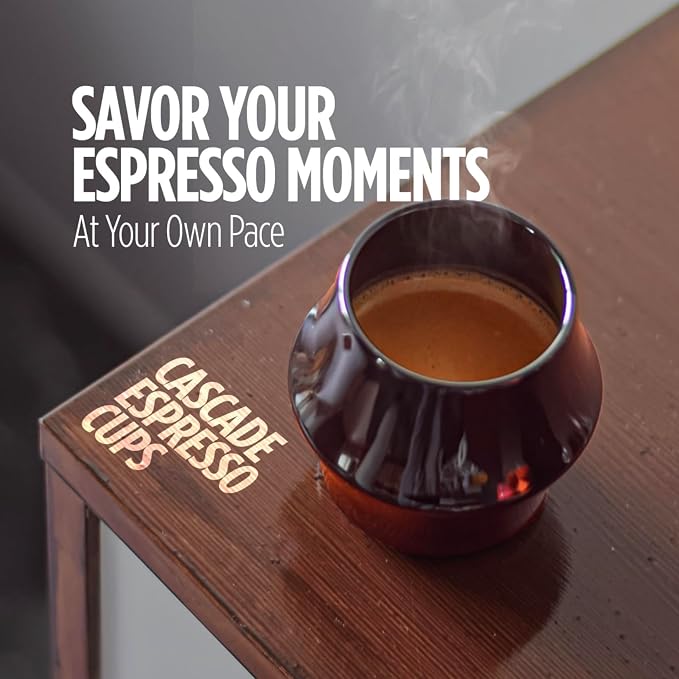 KRUVE CASCADE Porcelain Coffee Cups, 2.5oz Double-Walled Espresso Cups - Image 2