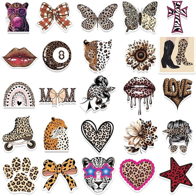 100Pcs Leopard Print Aesthetic Stickers - Image 5