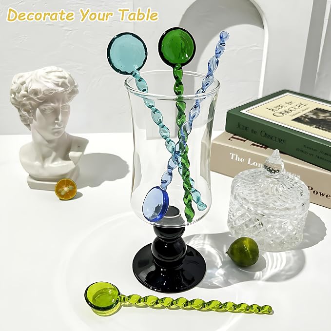 Glass Coffee Stirring Spoons Clear Crystal Cocktail Mixing Spoon Candy Color - Image 3