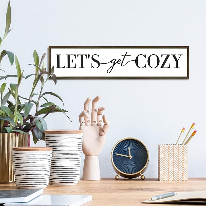 Let's Get Cozy Sign, Framed Wood Sign - Image 6