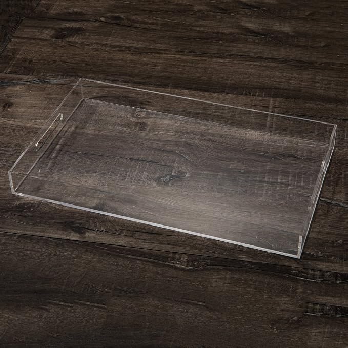 Sooyee Clear Acrylic Tray Decorative, Vanity Countertop, Large Ottoman Tray - Image 3