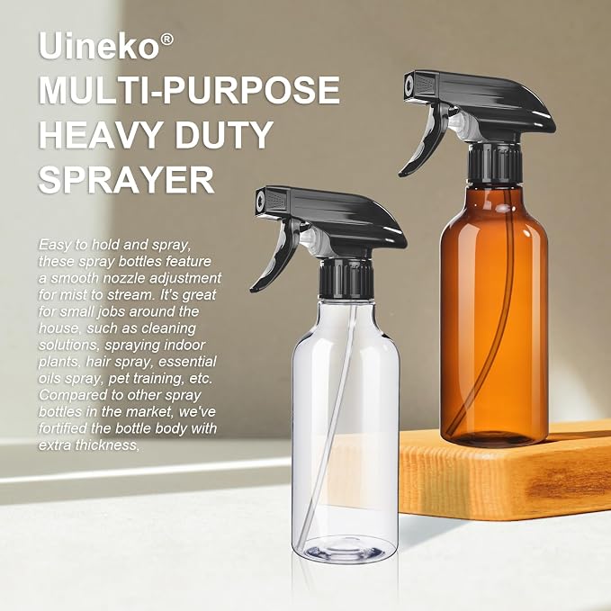 Uineko Spray Bottles 2-Pack, 10 Oz, Mist & Stream, Heavy Duty Spraying Empty - Image 6